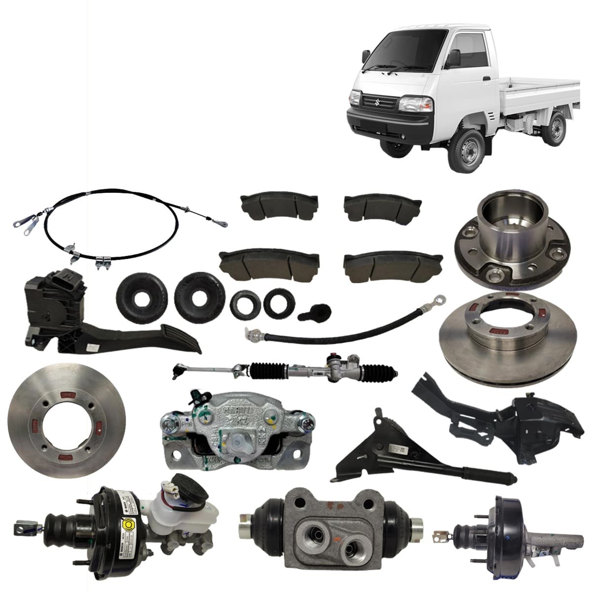 Suzuki Super Carry Car Parts Kit Booster Brake Cable Disc Shoe Wheel Brake Cylinder Caliper Bracket Drum Plate